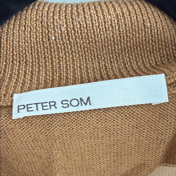 Peter Som Brown and Tan Striped Zip-Up Sweater - Picture 2 of 4